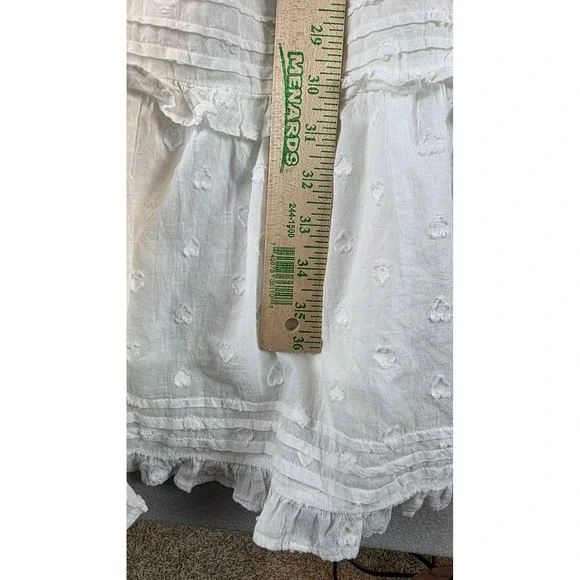 Cleobella Jolene White Organic Cotton Heart Tiered Midi Dress XS Smocked Boho - Picture 6 of 11